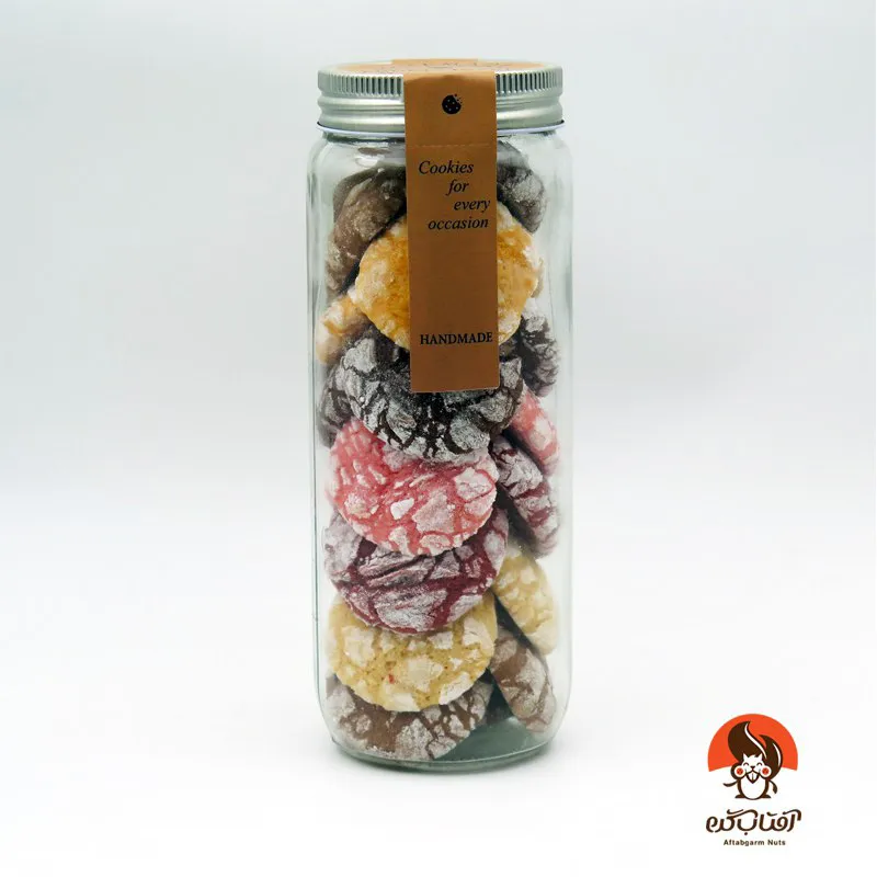کوکی مخلوط میوه ای شکلاتی شیشه ای کوکی کرینکل شیشه ای میکس میوه ای شکلاتی